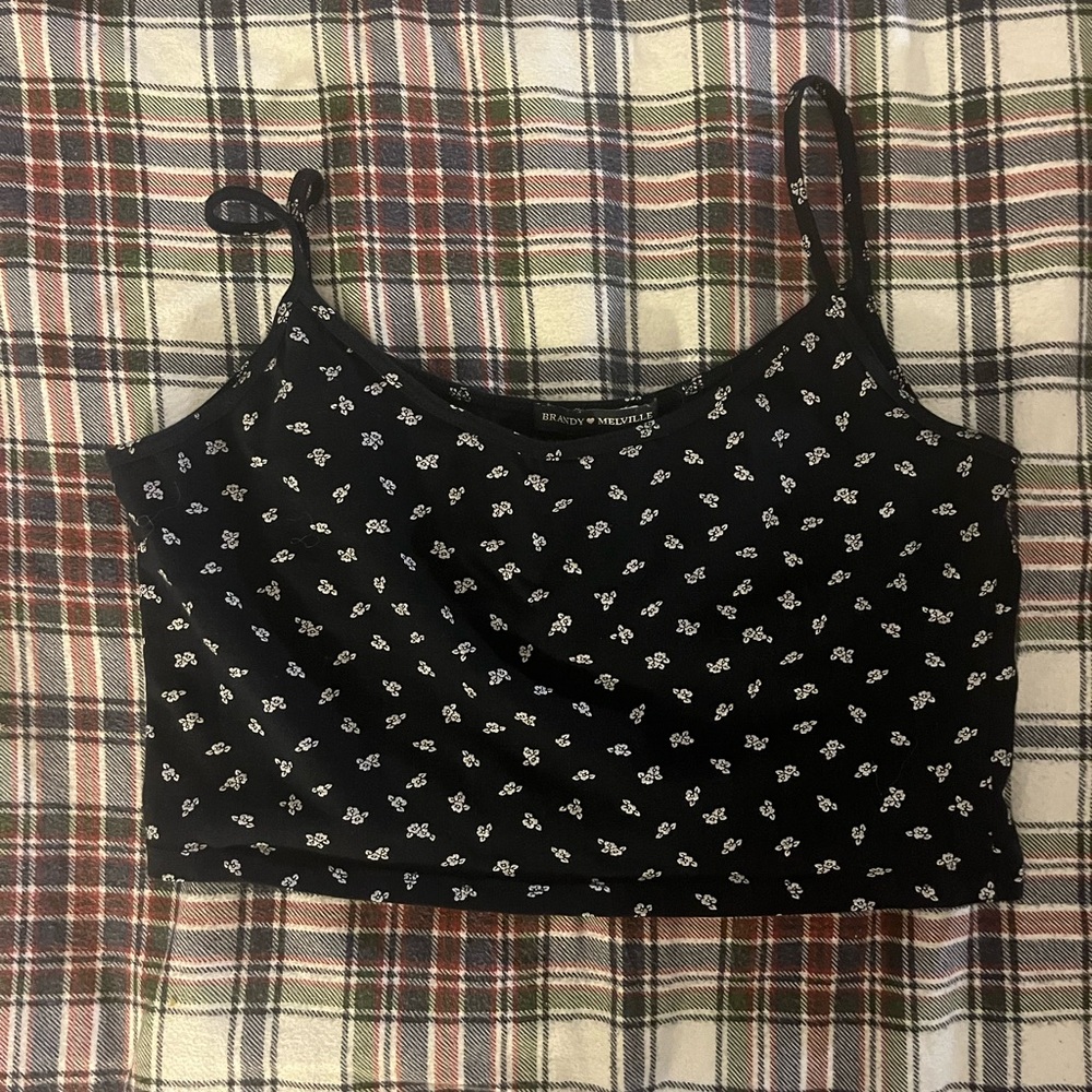 Brandy Melville Skylar Black and White Floral Tank